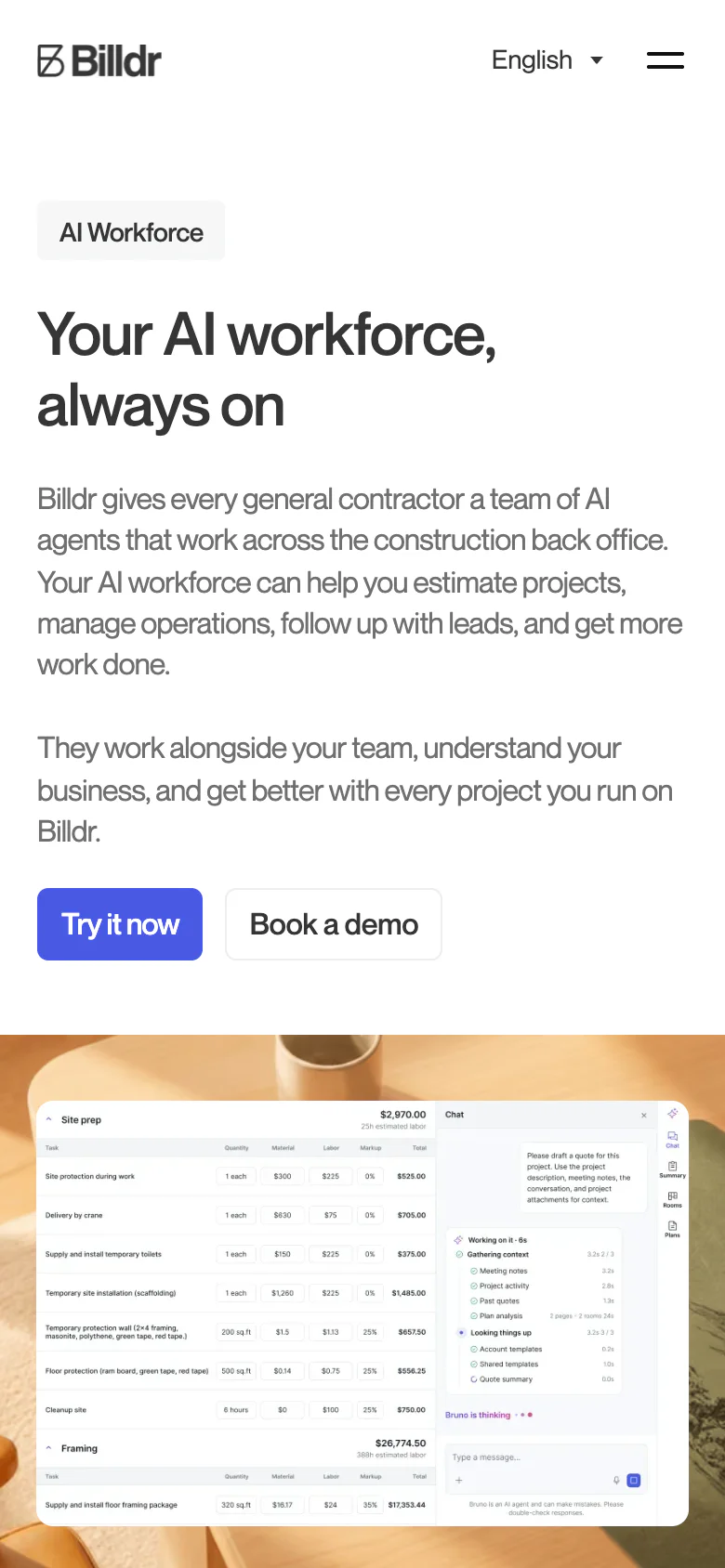 Billdr AI workforce features