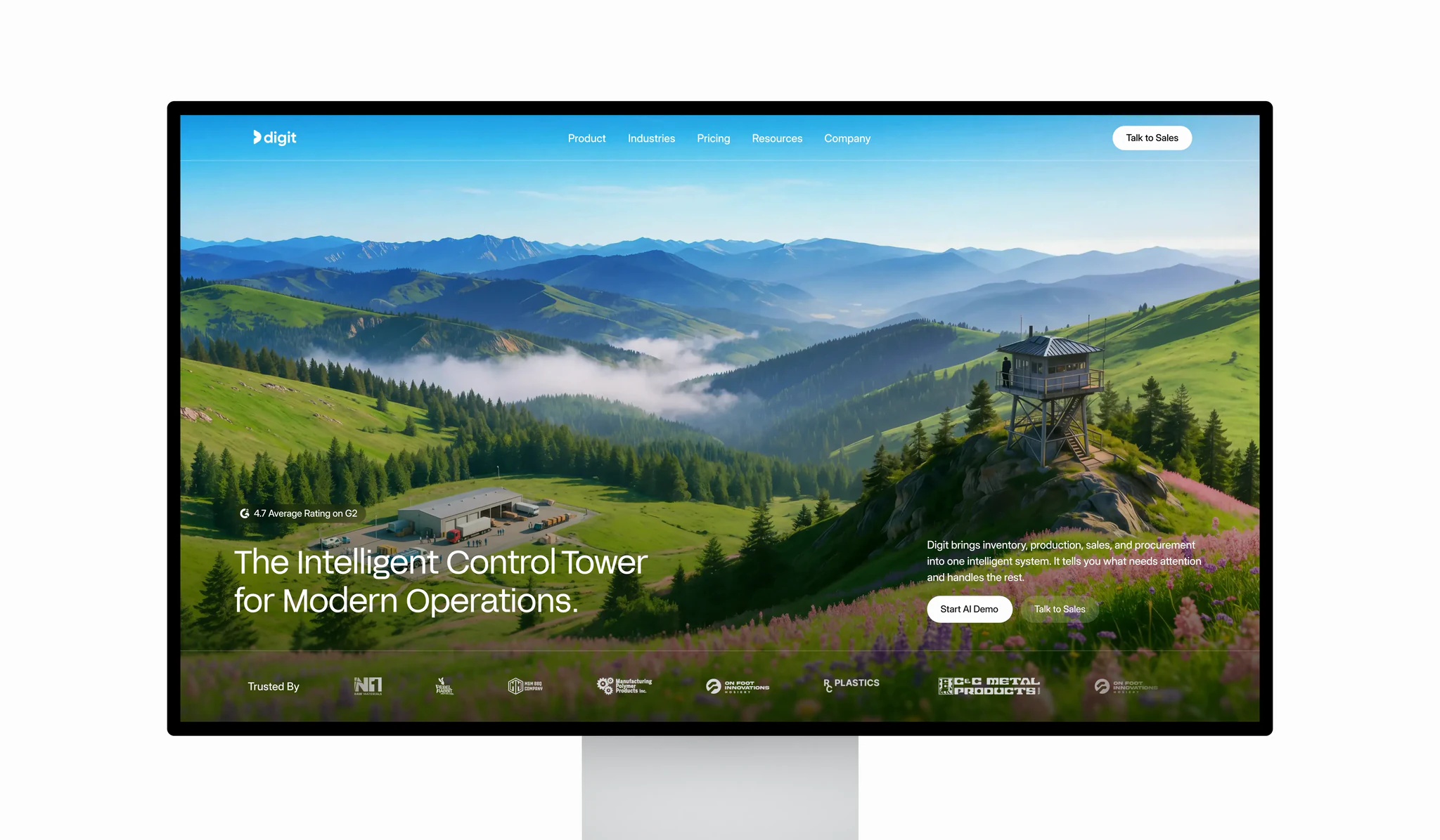 The Digit homepage shown full-width on a desktop computer