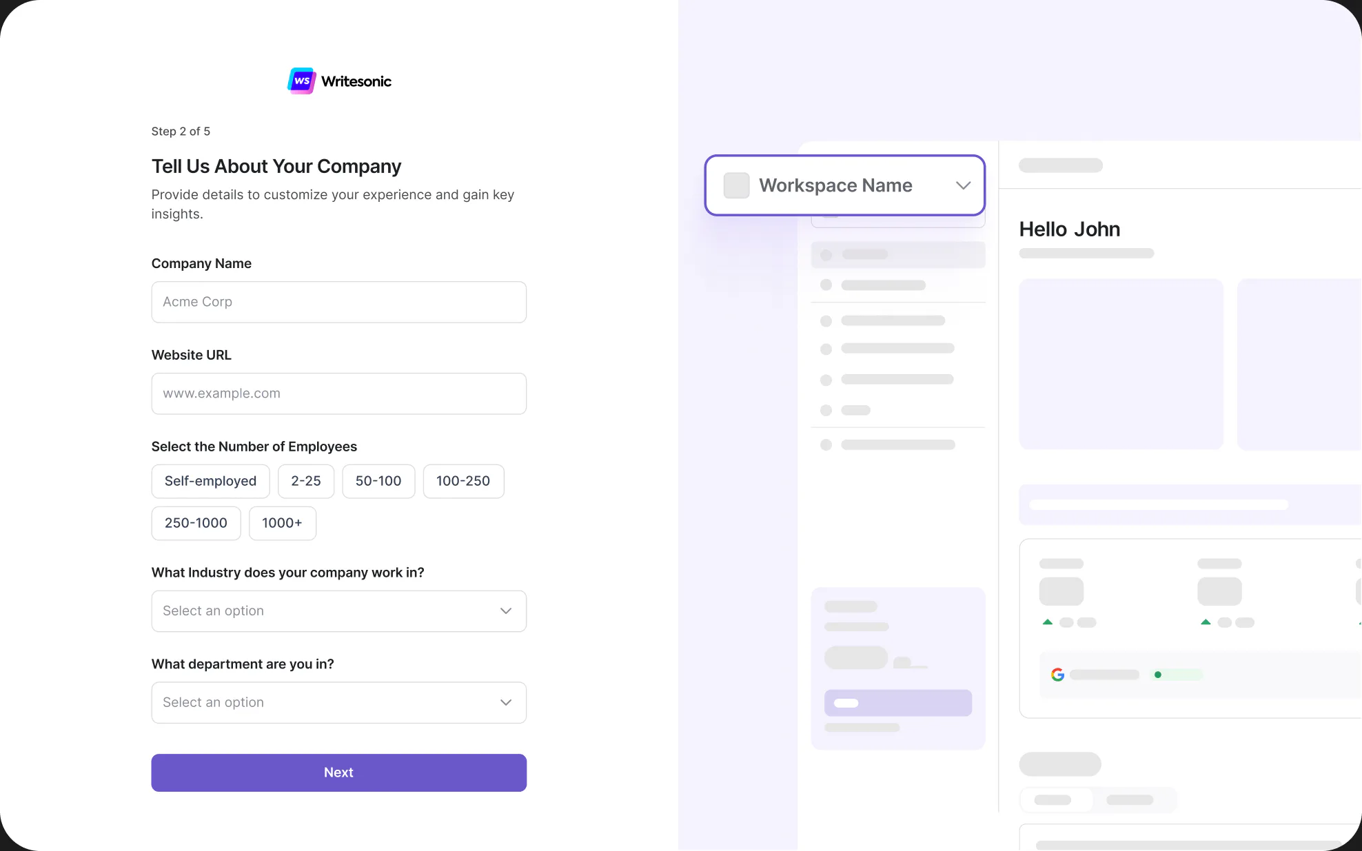 Onboarding: Tell Us About Your Company