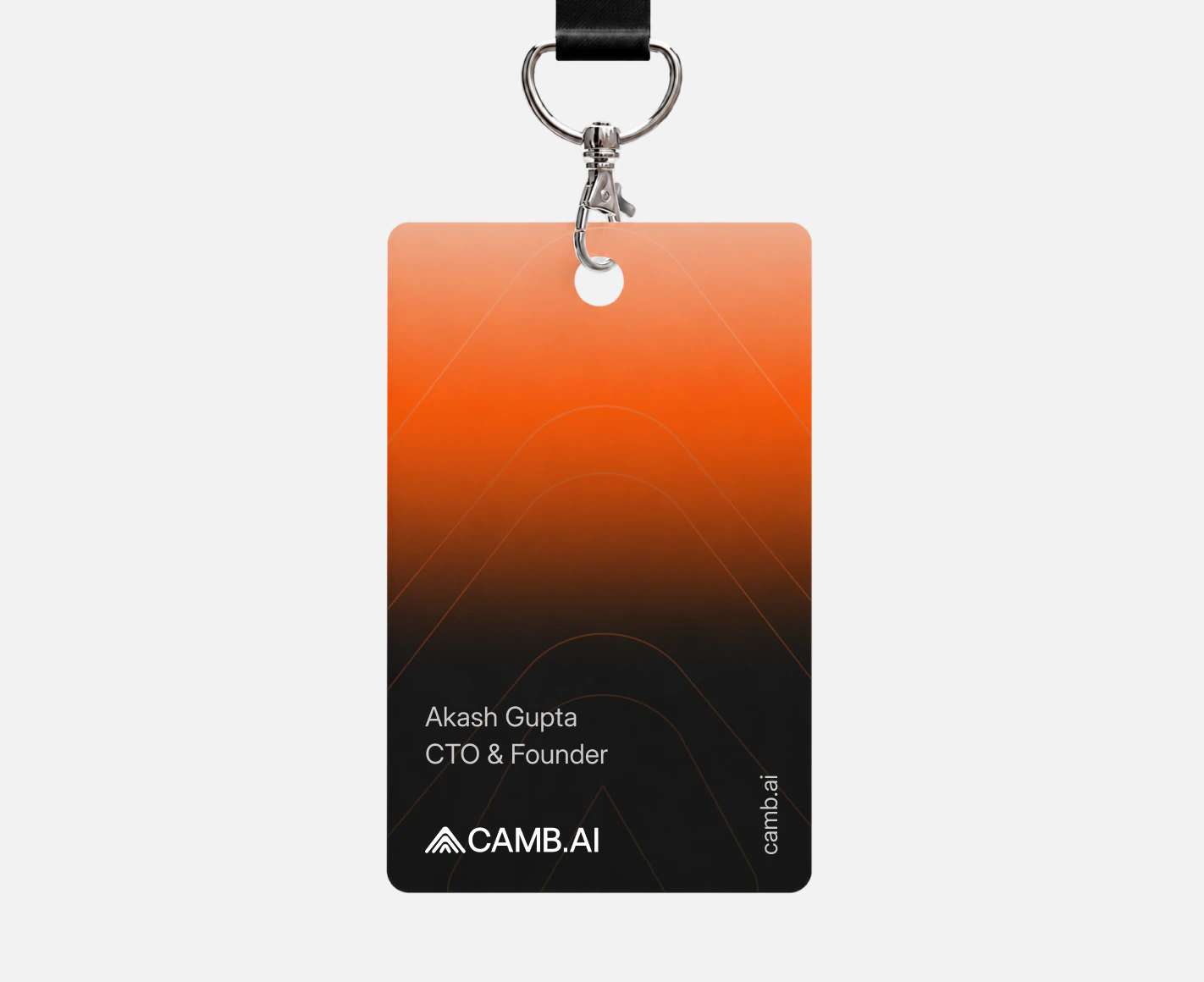 A Camb AI lanyard badge