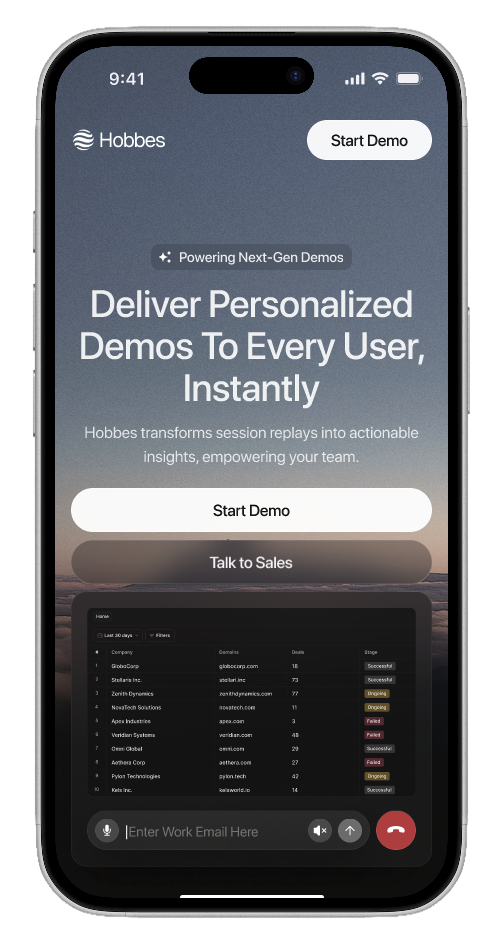 Hobbes mobile demo with live results