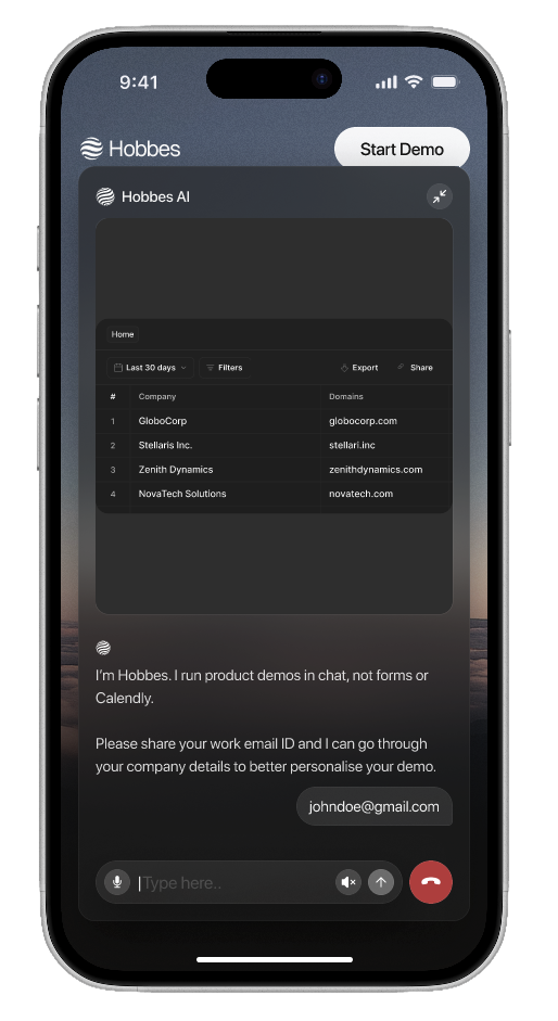 Hobbes AI mobile chat conversation
