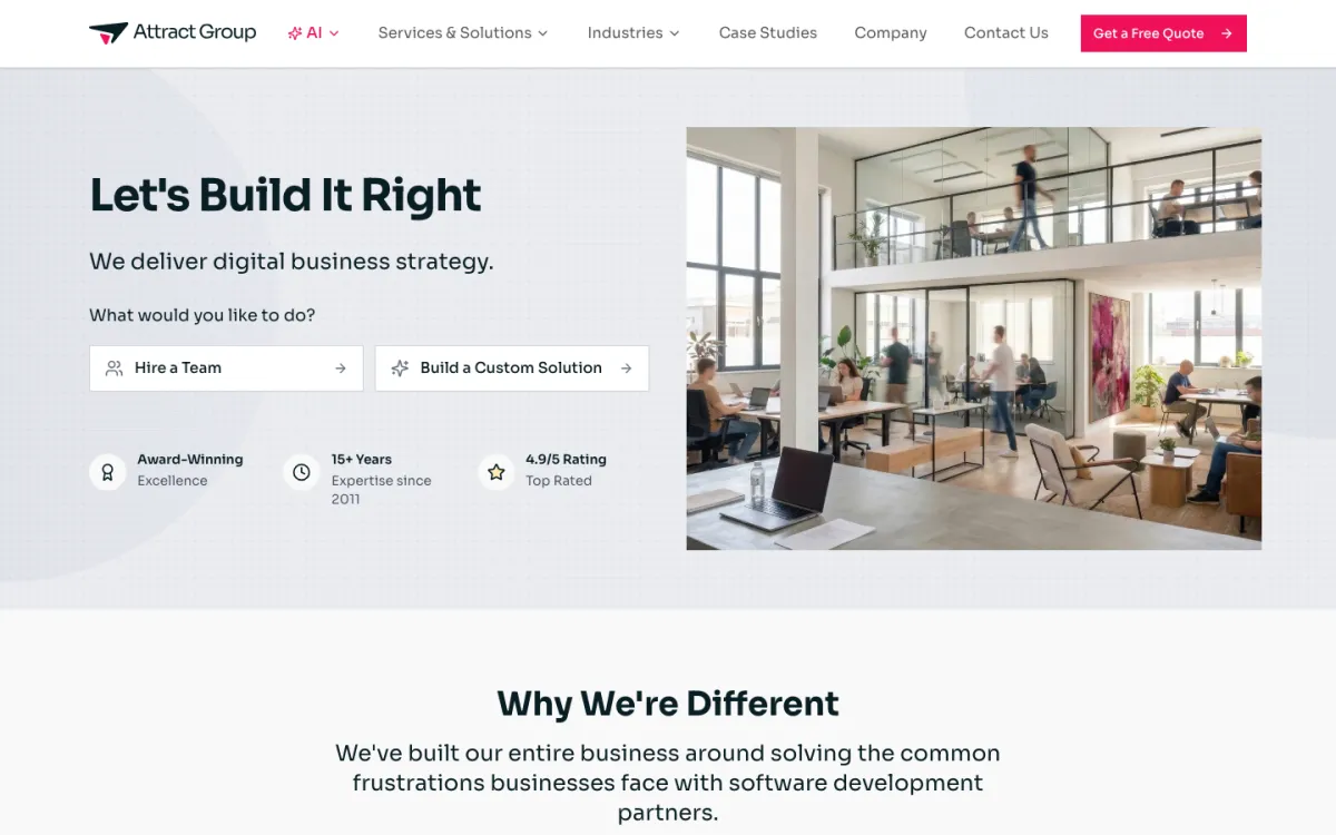 Attract Group homepage