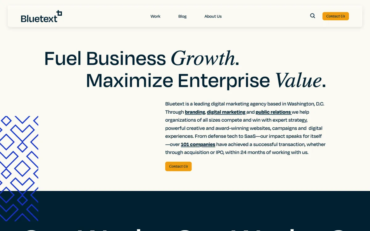 Bluetext homepage