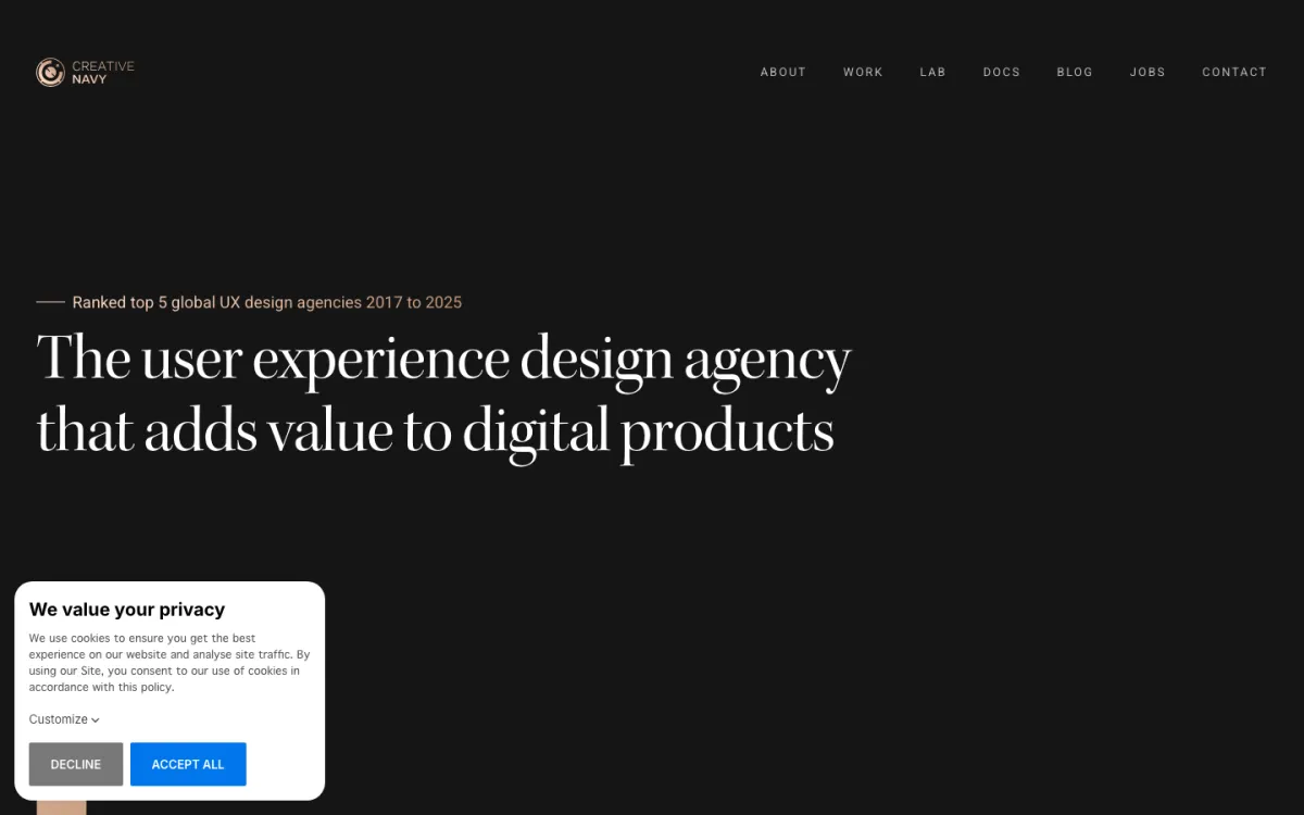 Creative Navy homepage
