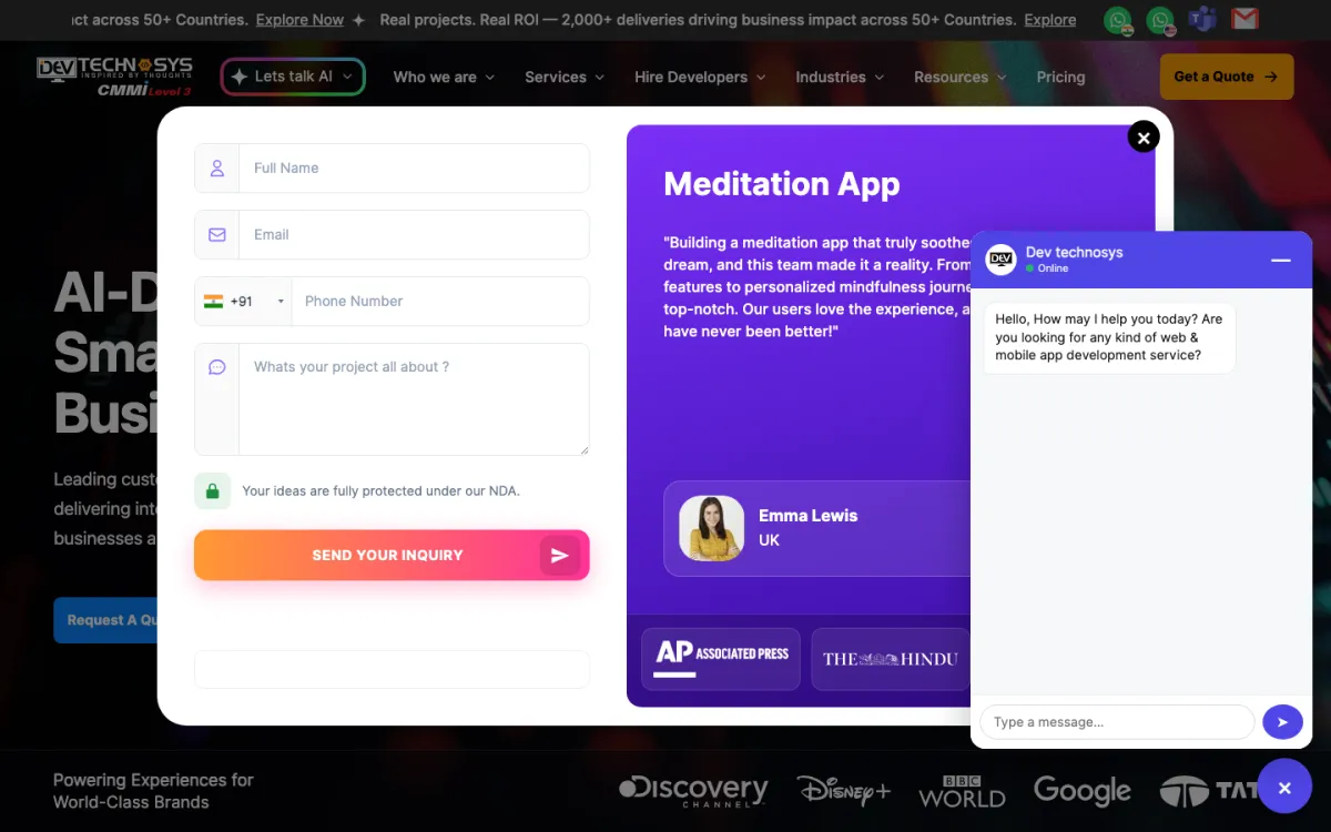 Dev Technosys homepage