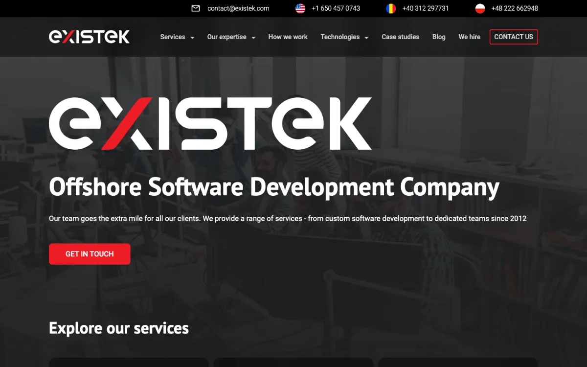 Existek homepage