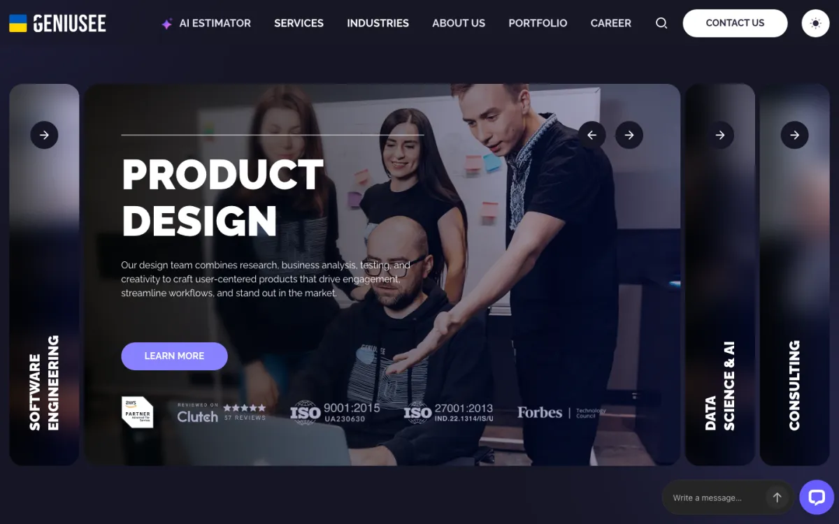 Geniusee homepage