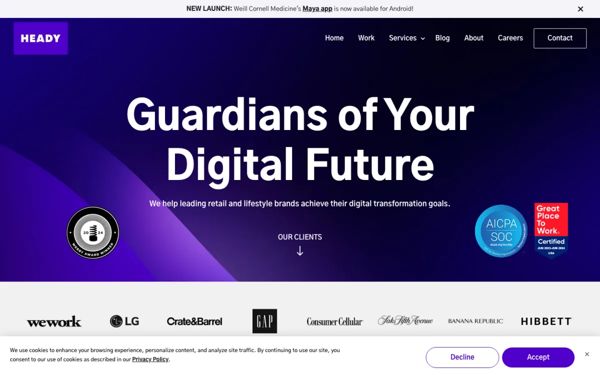 Heady homepage