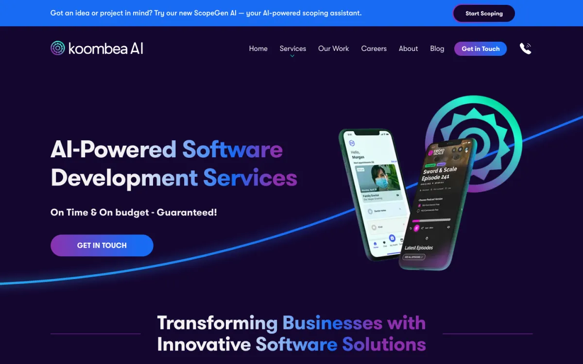Koombea homepage