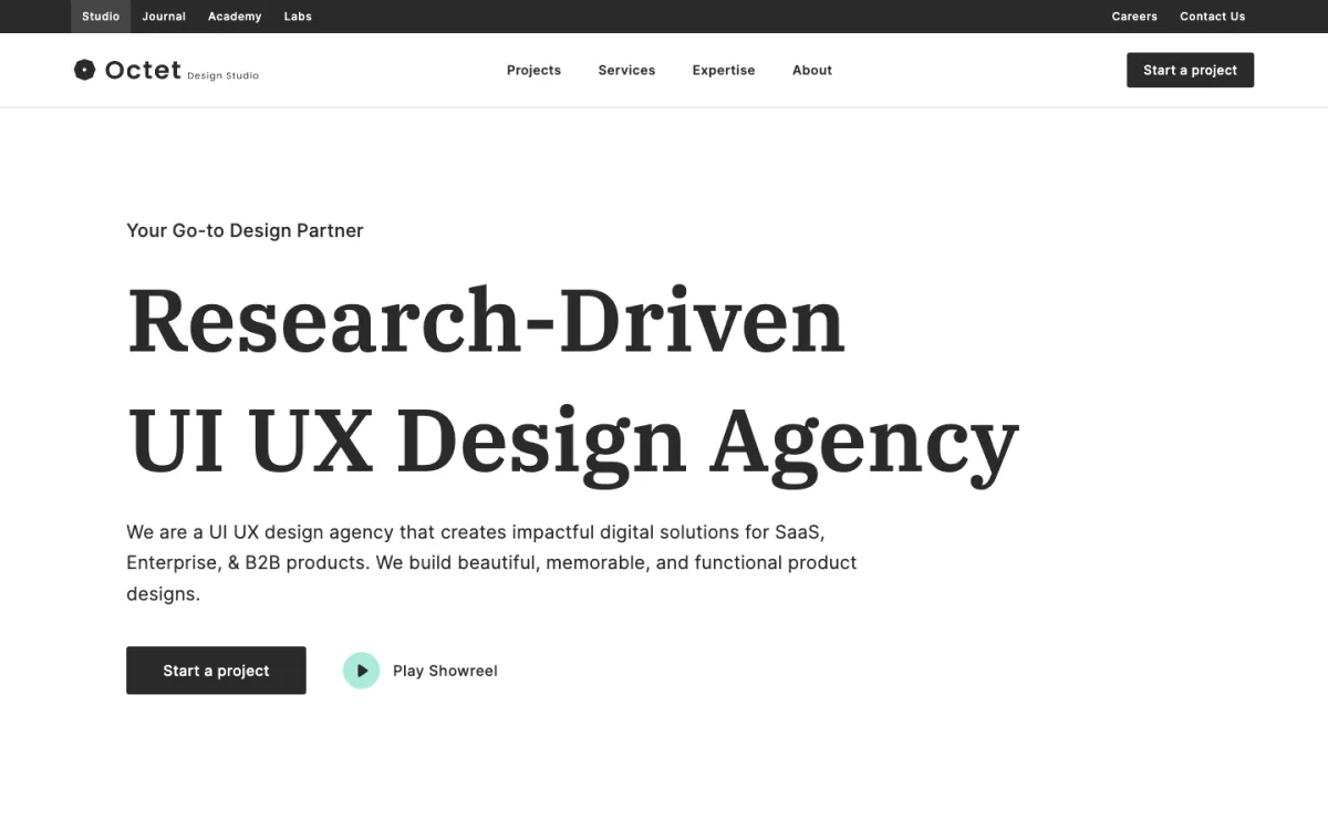 Octet Design Studio homepage