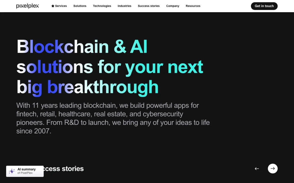 Pixelplex homepage