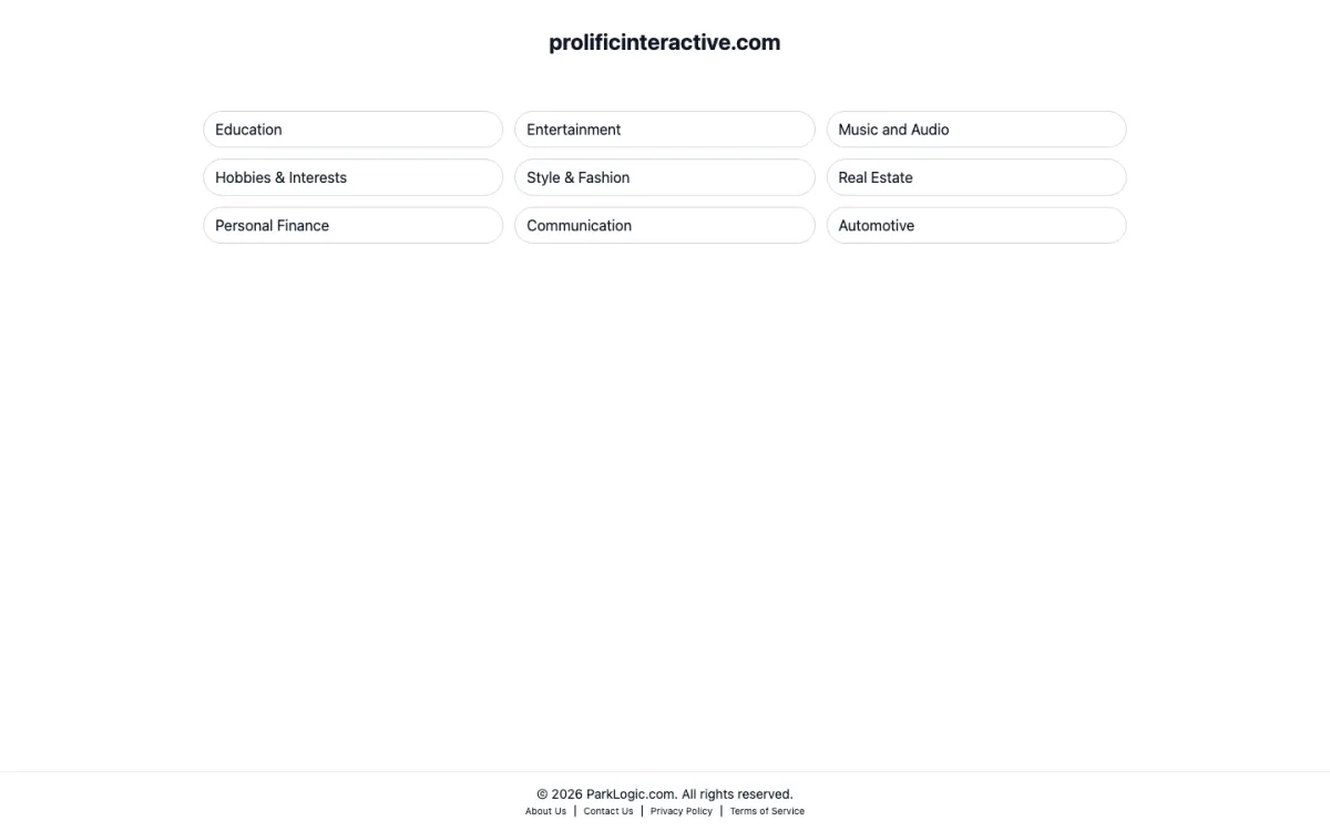 Prolific Interactive homepage