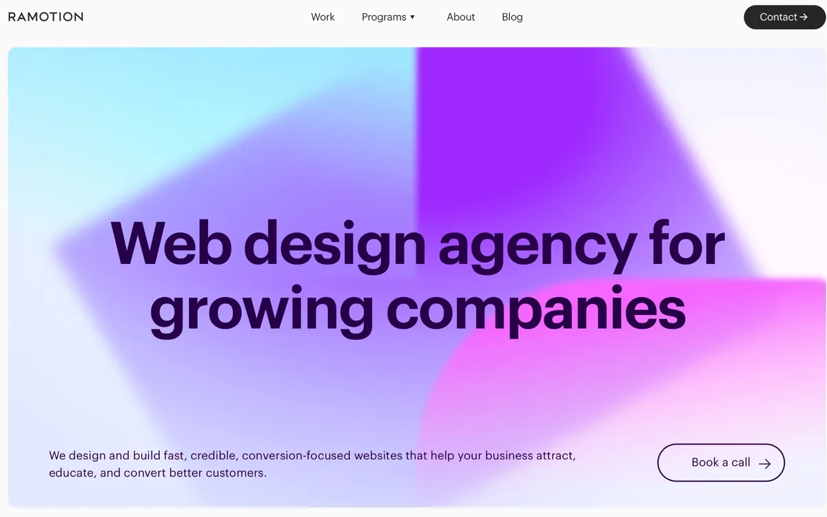 Ramotion web design page: “Web design agency for growing companies”, building fast, conversion-focused websites