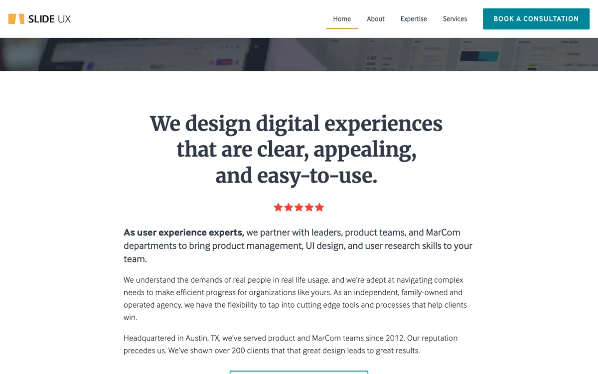 Slide UX homepage