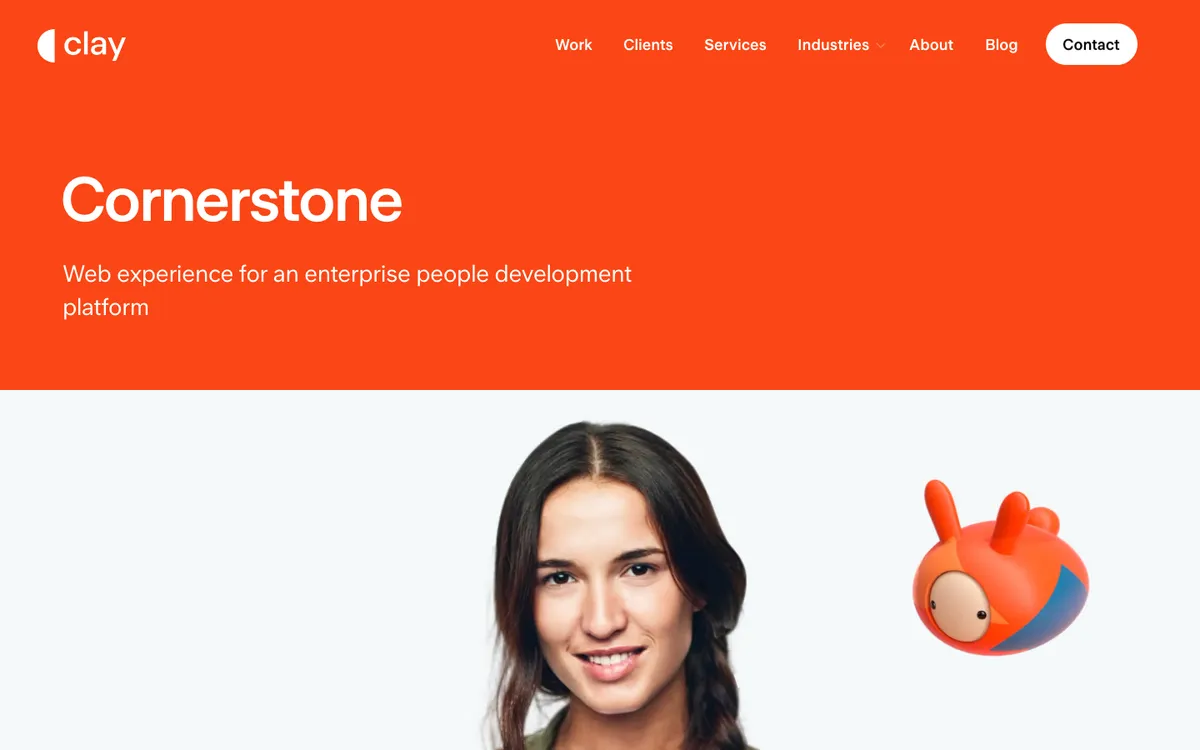 Clay's Cornerstone case study page: web experience for an enterprise people development platform